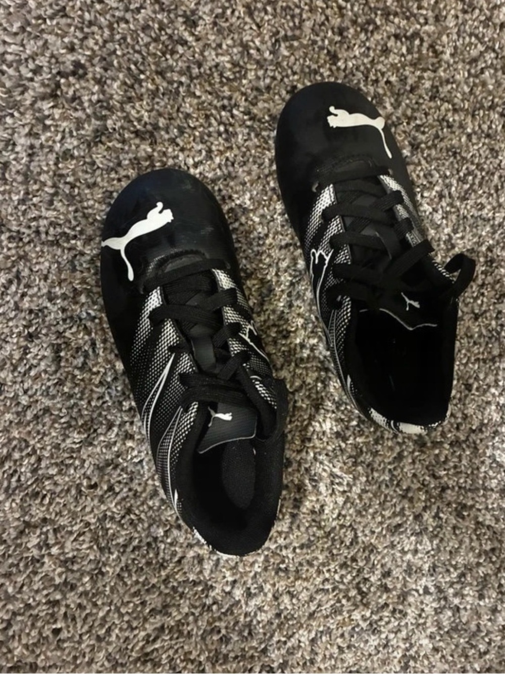 Puma Kids Black and White Athletic Cleats
